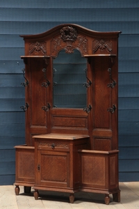 Louis 16 style Hall tree in Oak Wood and Cane, France 1900