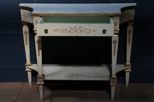 style Venitian style hand  painted consol with white marble top