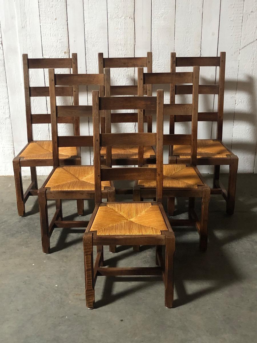 6 farmhouse dining chairs in oak 