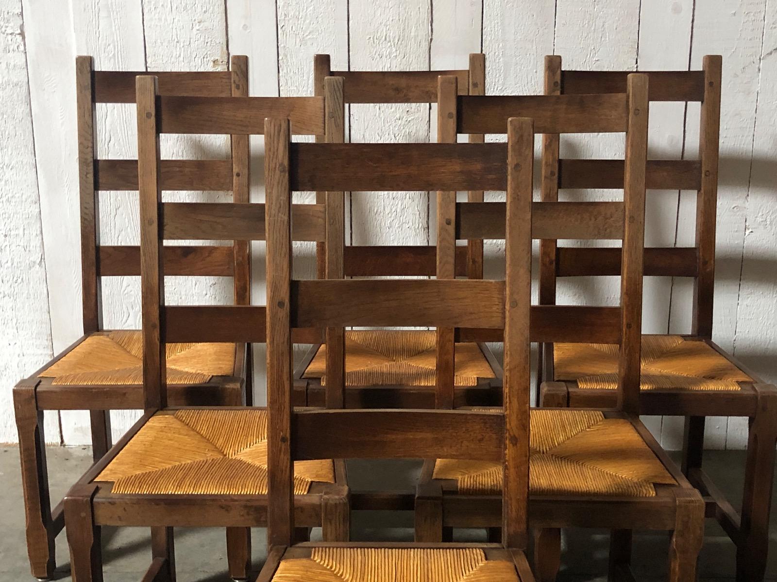 6 farmhouse dining chairs in oak 