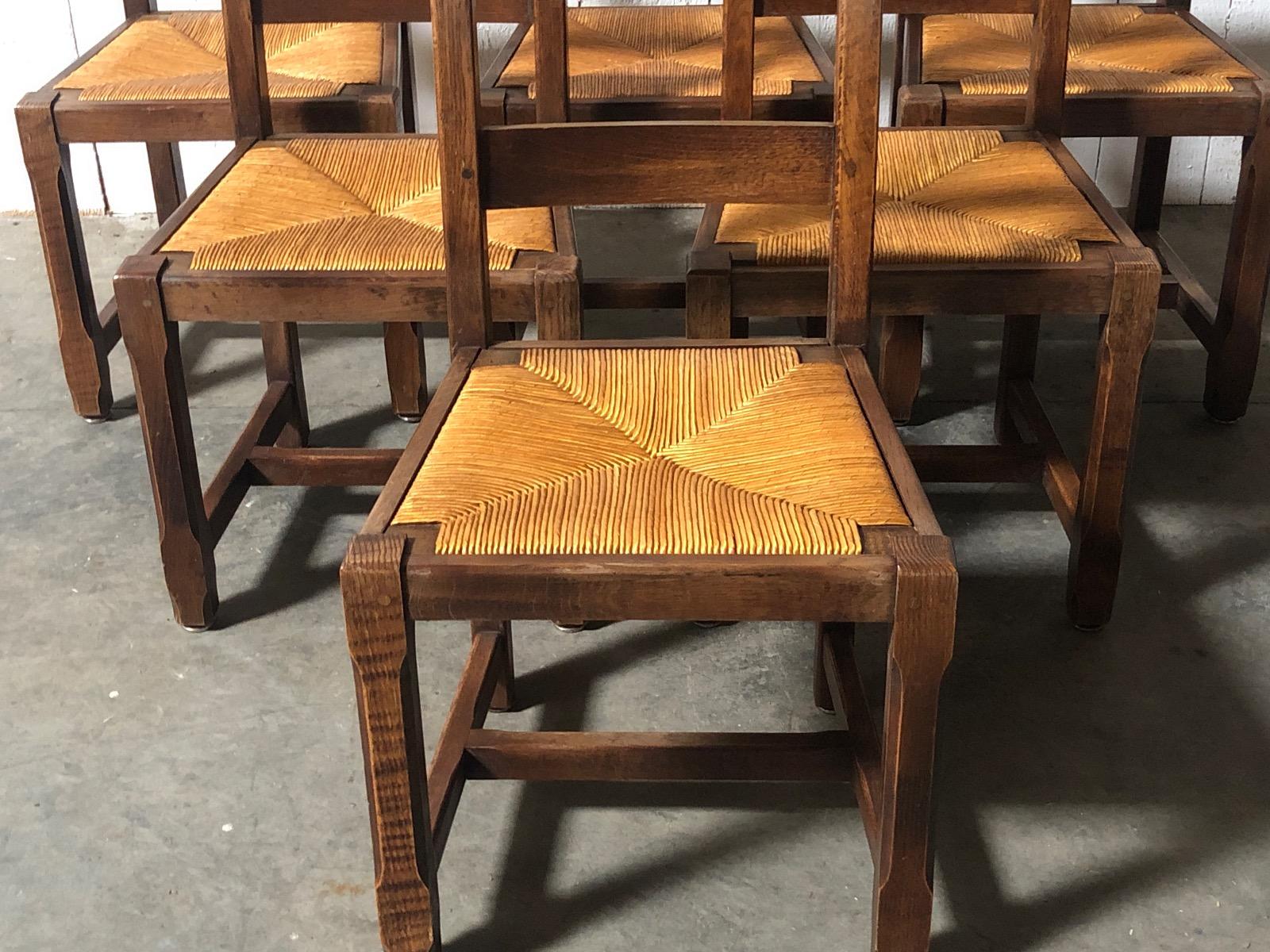 6 farmhouse dining chairs in oak 