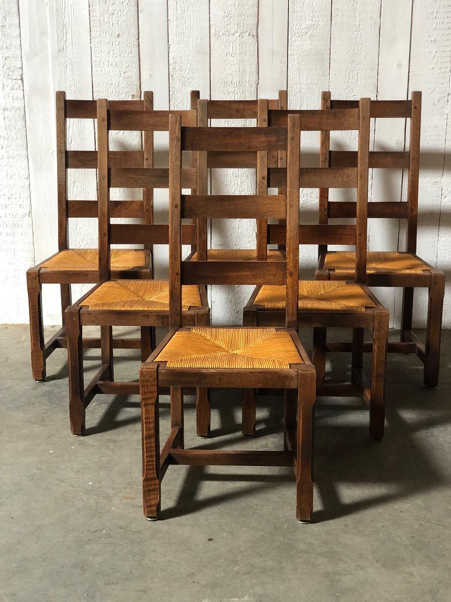 6 farmhouse dining chairs in oak 