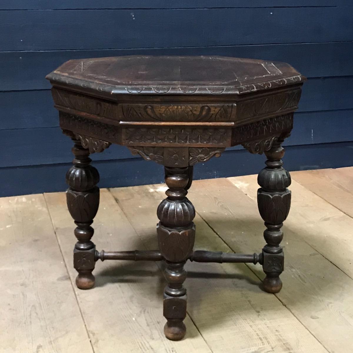 Antique oak carved renaissance occasional table