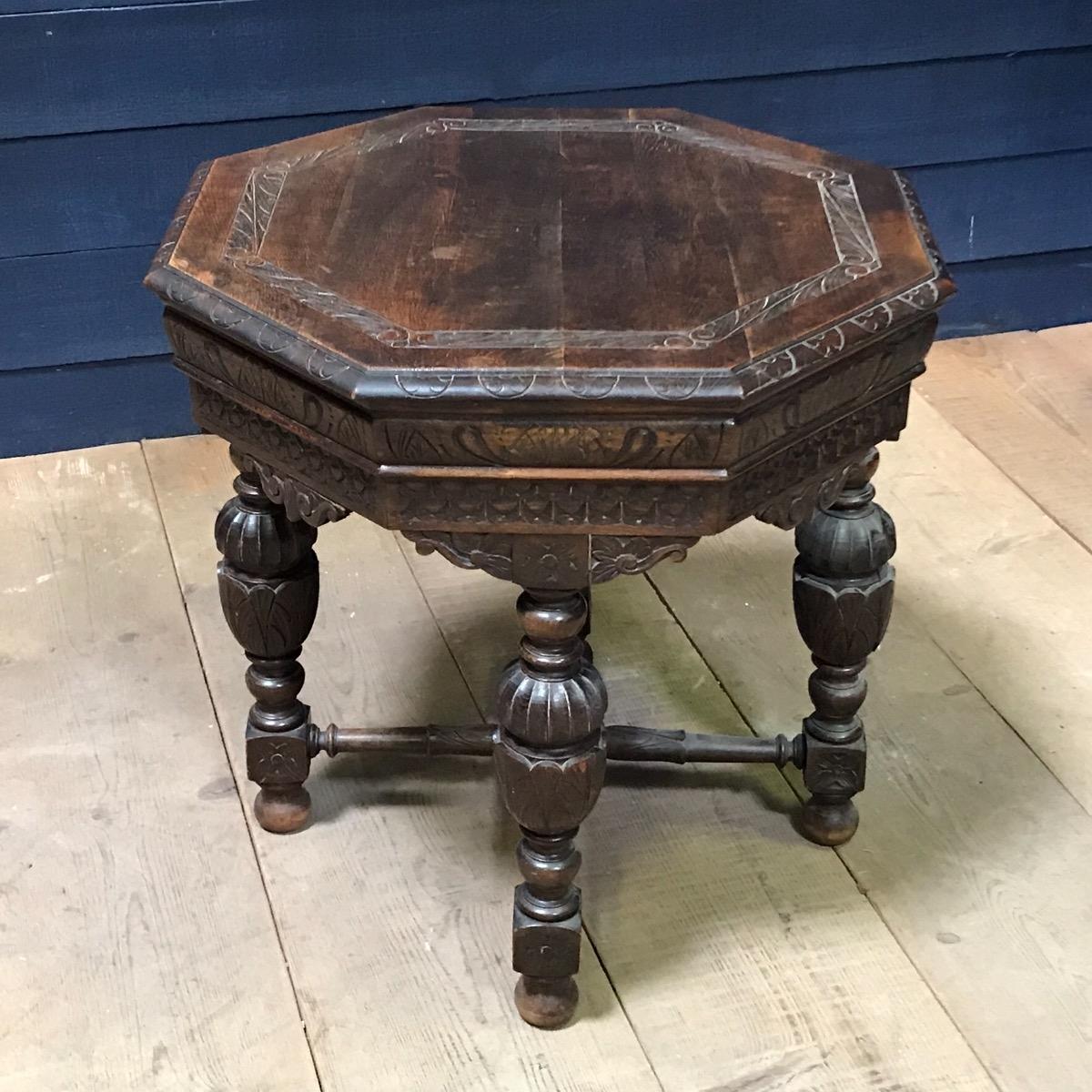 Antique oak carved renaissance occasional table