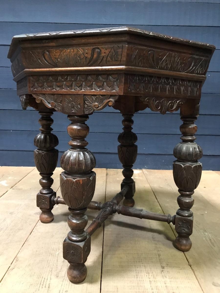 Antique oak carved renaissance occasional table