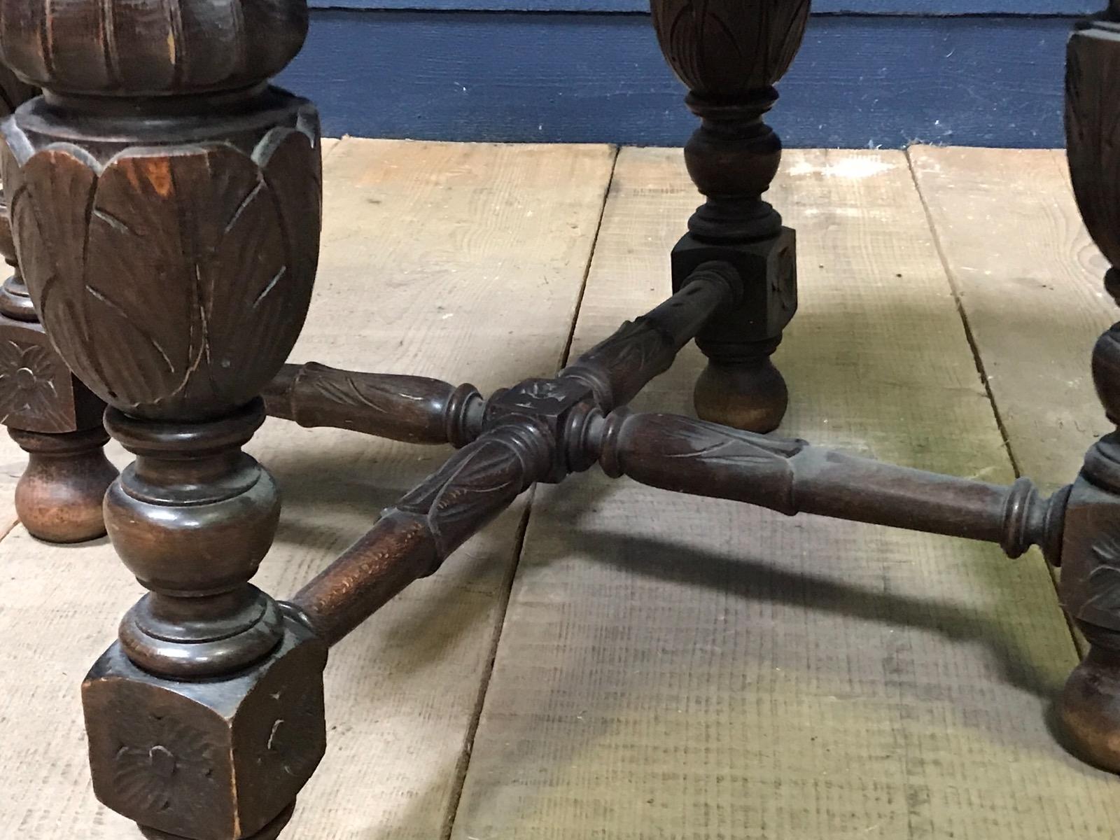 Antique oak carved renaissance occasional table