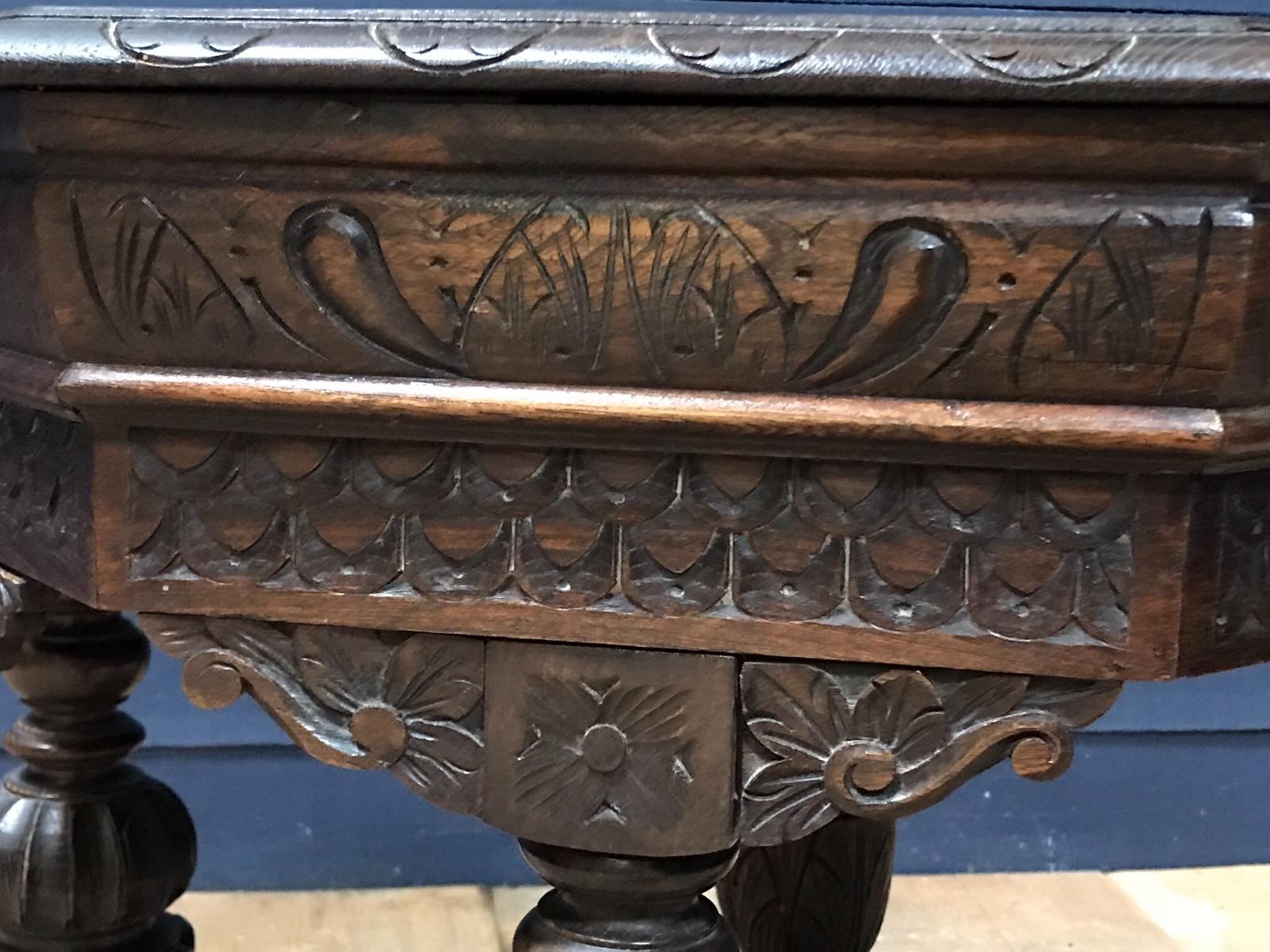 Antique oak carved renaissance occasional table