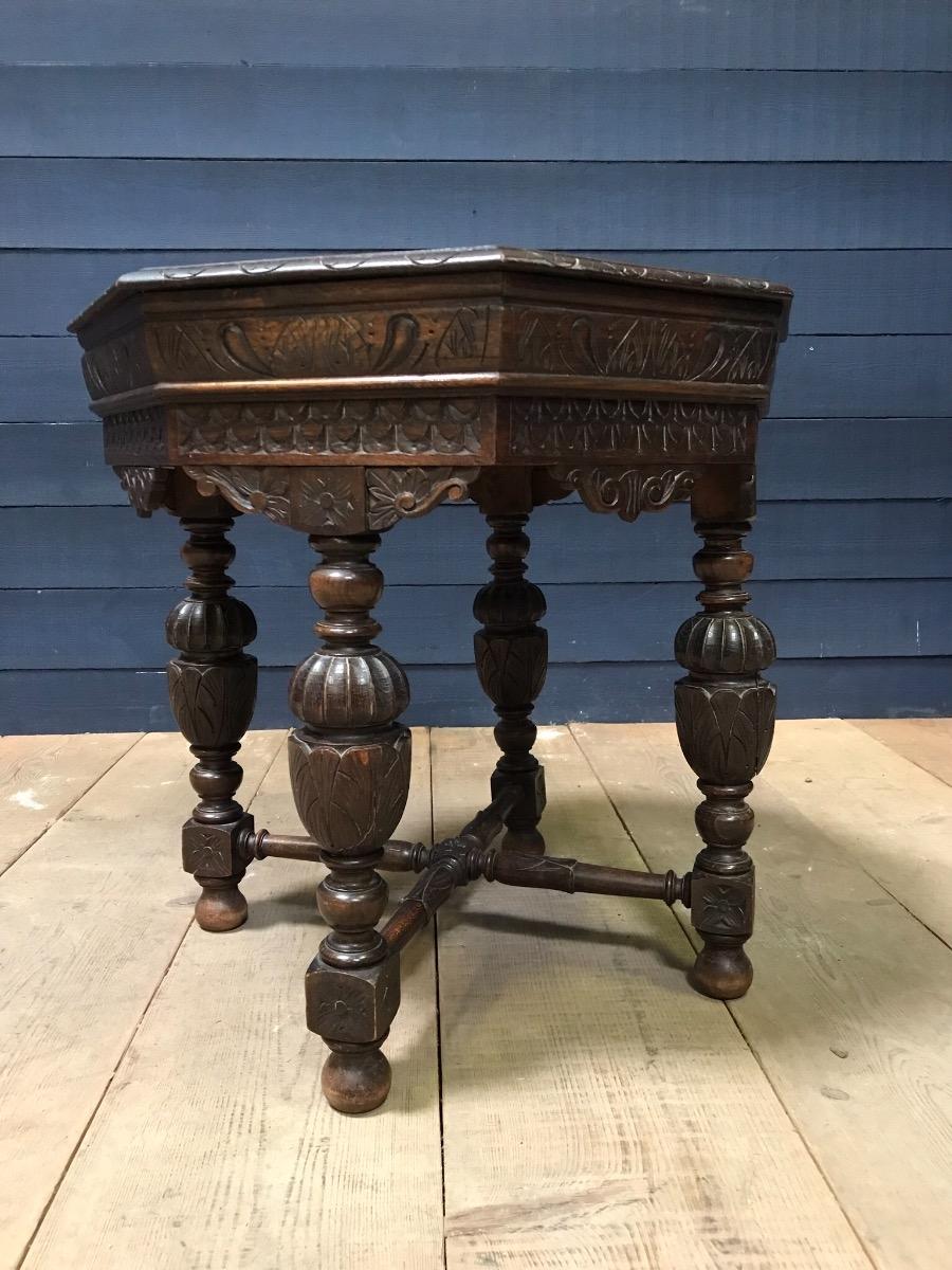 Antique oak carved renaissance occasional table