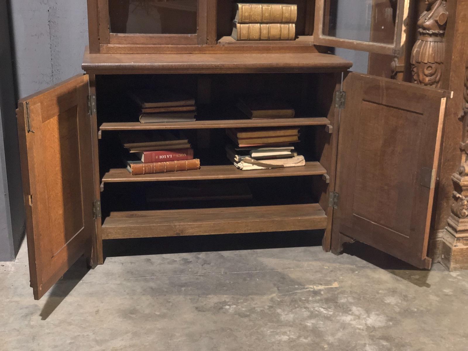 Antique Oak Gothic Bookcase