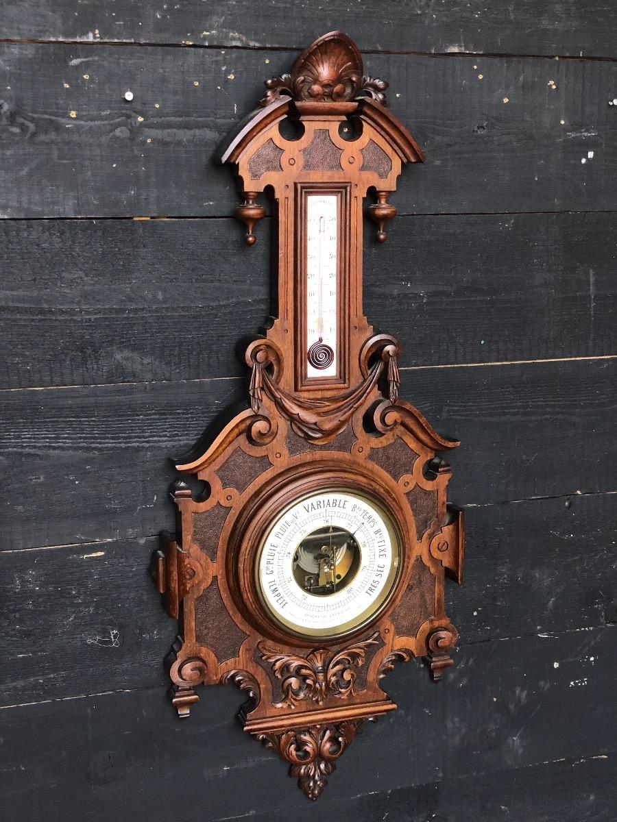 Antique walnut barometer 