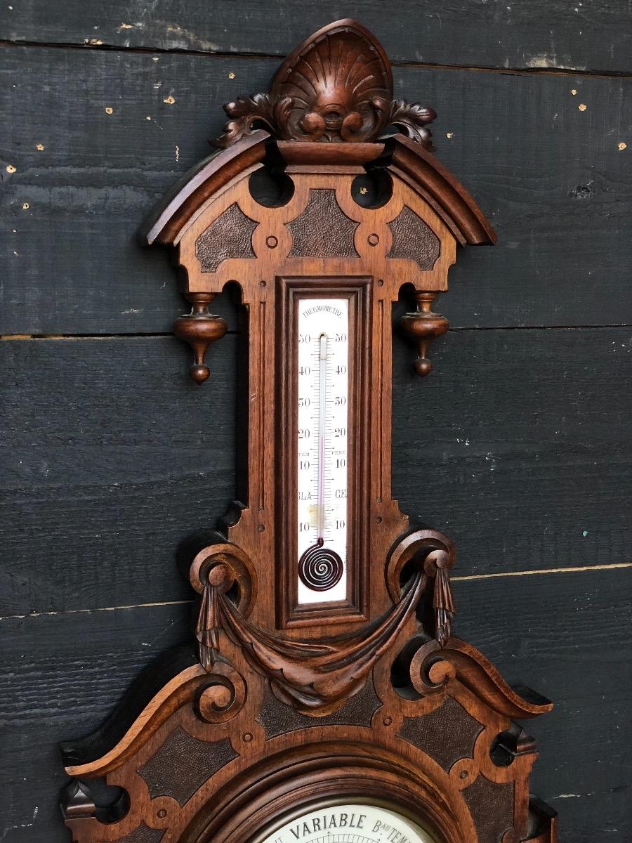 Antique walnut barometer 