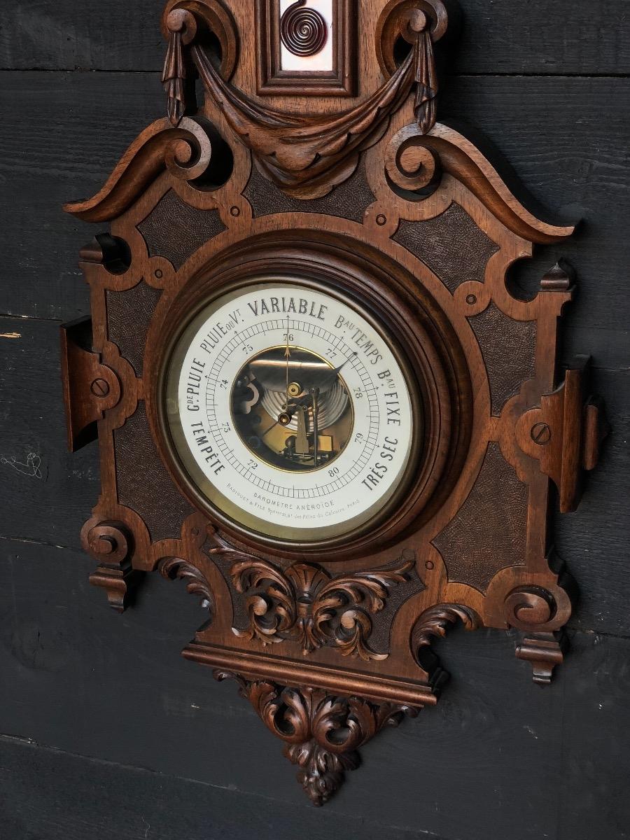 Antique walnut barometer 