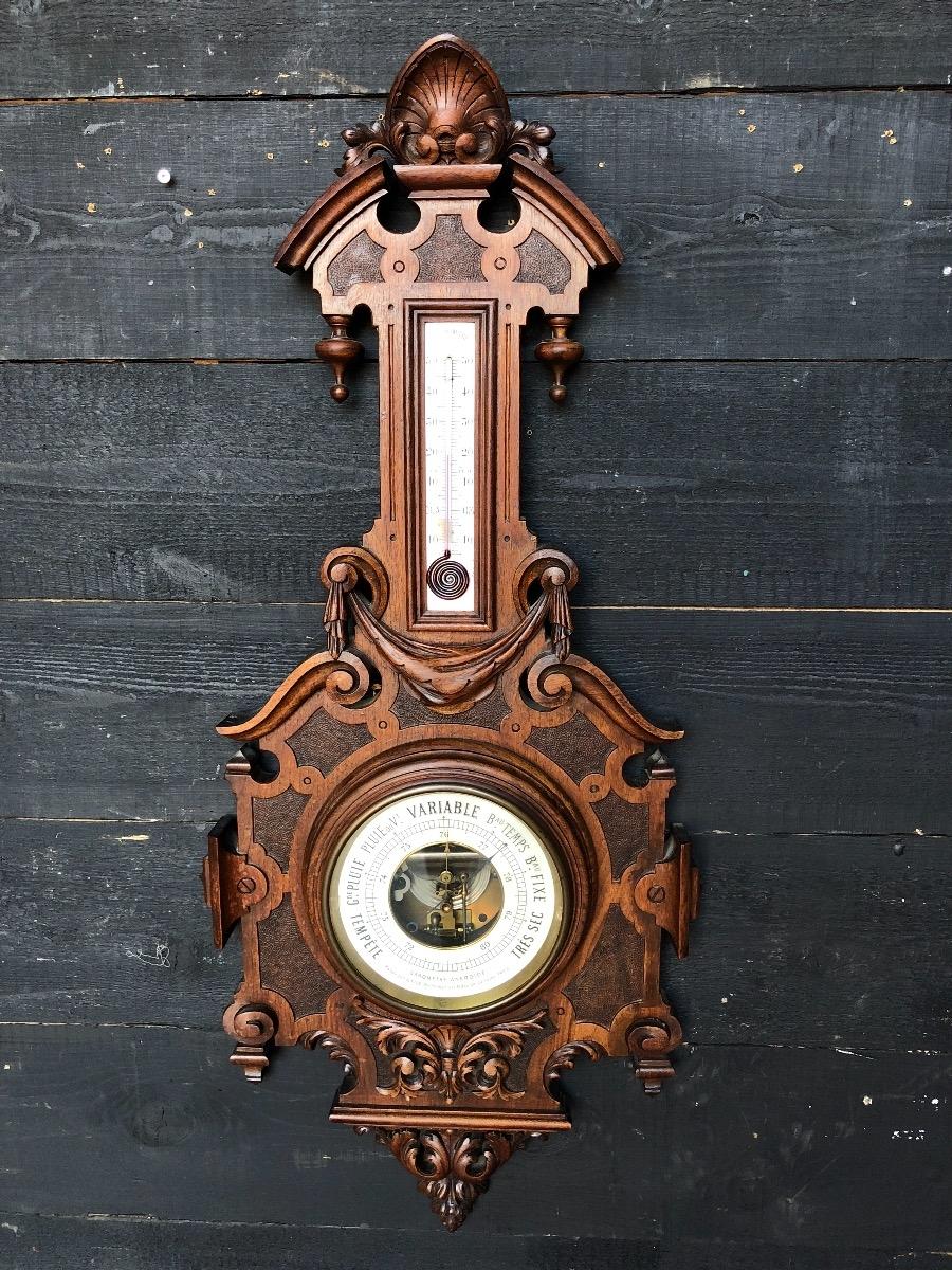 Antique walnut barometer 