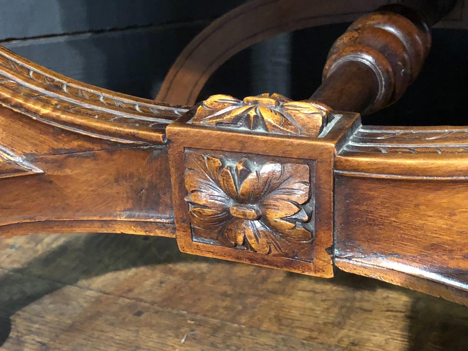 Antique Walnut curulle stool