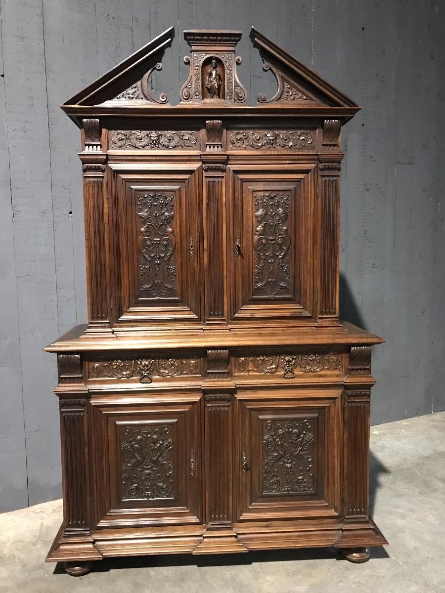 Antique walnut renaissance cabinet 