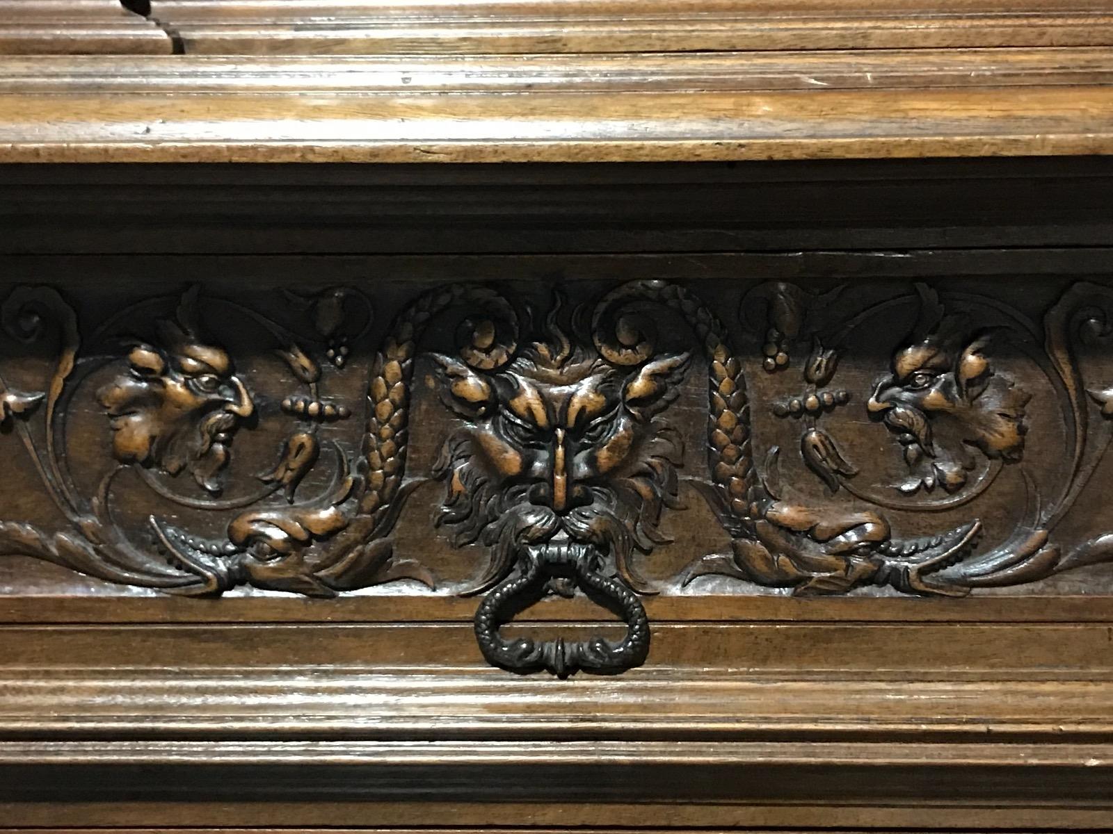 Antique walnut renaissance cabinet 