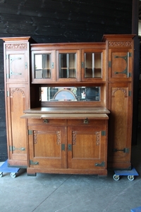 Arts and Craft style Buffet in Oak, Belgium 1900