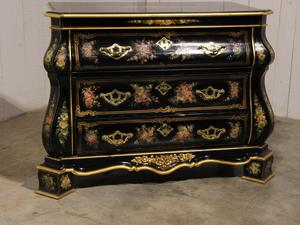 style Black painted chest of drawer with flowers