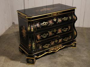 style Black painted chest of drawer with flowers