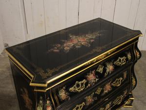 style Black painted chest of drawer with flowers