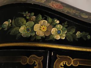 style Black painted chest of drawer with flowers