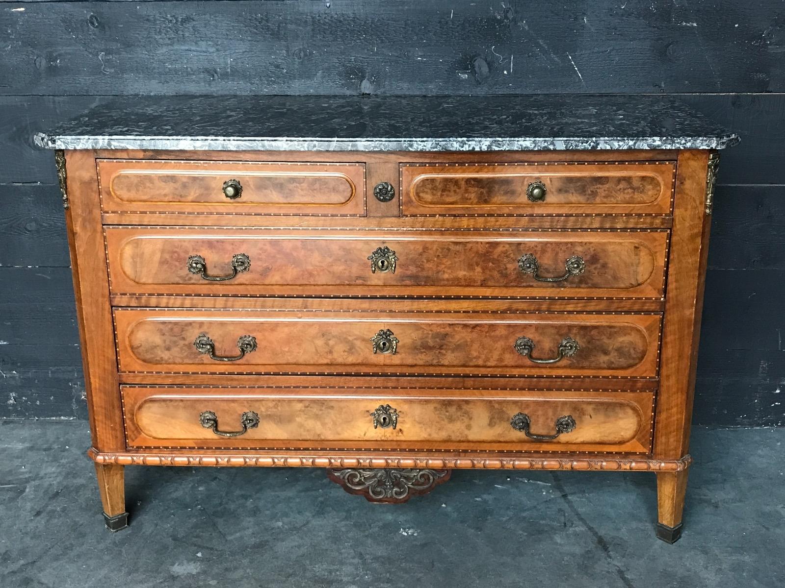 Burll Walnut Marble Top Chest Of Drawers Sold Antiques Furniture