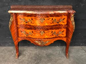 Chest of drawers with marqueterie and marble top