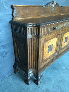 Chippendale style Antique Oak and walnut Chippendale Buffet in oak and walnut, belgium 1930