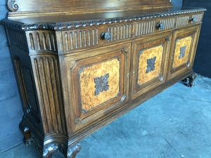 Chippendale style Antique Oak and walnut Chippendale Buffet in oak and walnut, belgium 1930