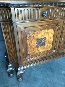 Chippendale style Antique Oak and walnut Chippendale Buffet in oak and walnut, belgium 1930