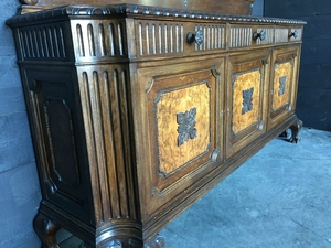 Chippendale style Antique Oak and walnut Chippendale Buffet in oak and walnut, belgium 1930