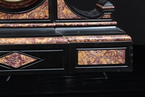 Classical  style Mantle Clock in Black Marble and Bronze, France 1900