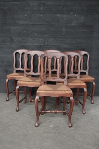 Country Louis 15 style Dining chairs in oak, french 1930