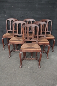 Country Louis 15 style Dining chairs in oak, french 1930