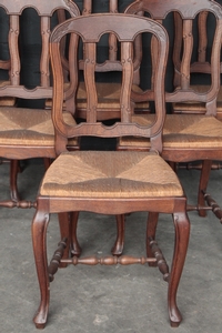 Country Louis 15 style Dining chairs in oak, french 1930