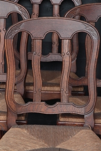 Country Louis 15 style Dining chairs in oak, french 1930