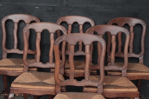Country Louis 15 style Dining chairs in oak, french 1930