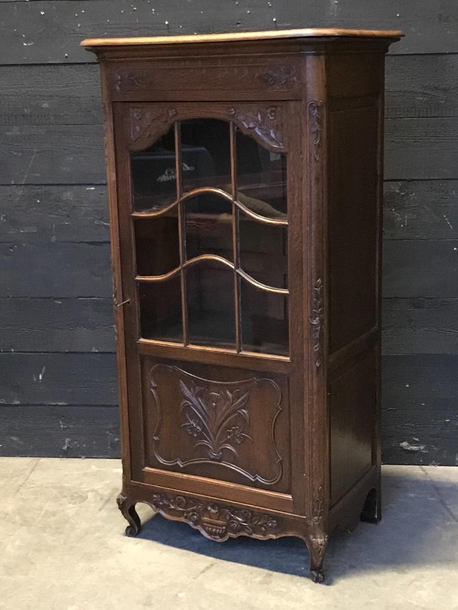 Country oak Louis 15 Display Cabinet 