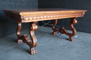 style Different model of walnut spanish table with wrought iron