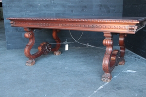 style Different model of walnut spanish table with wrought iron