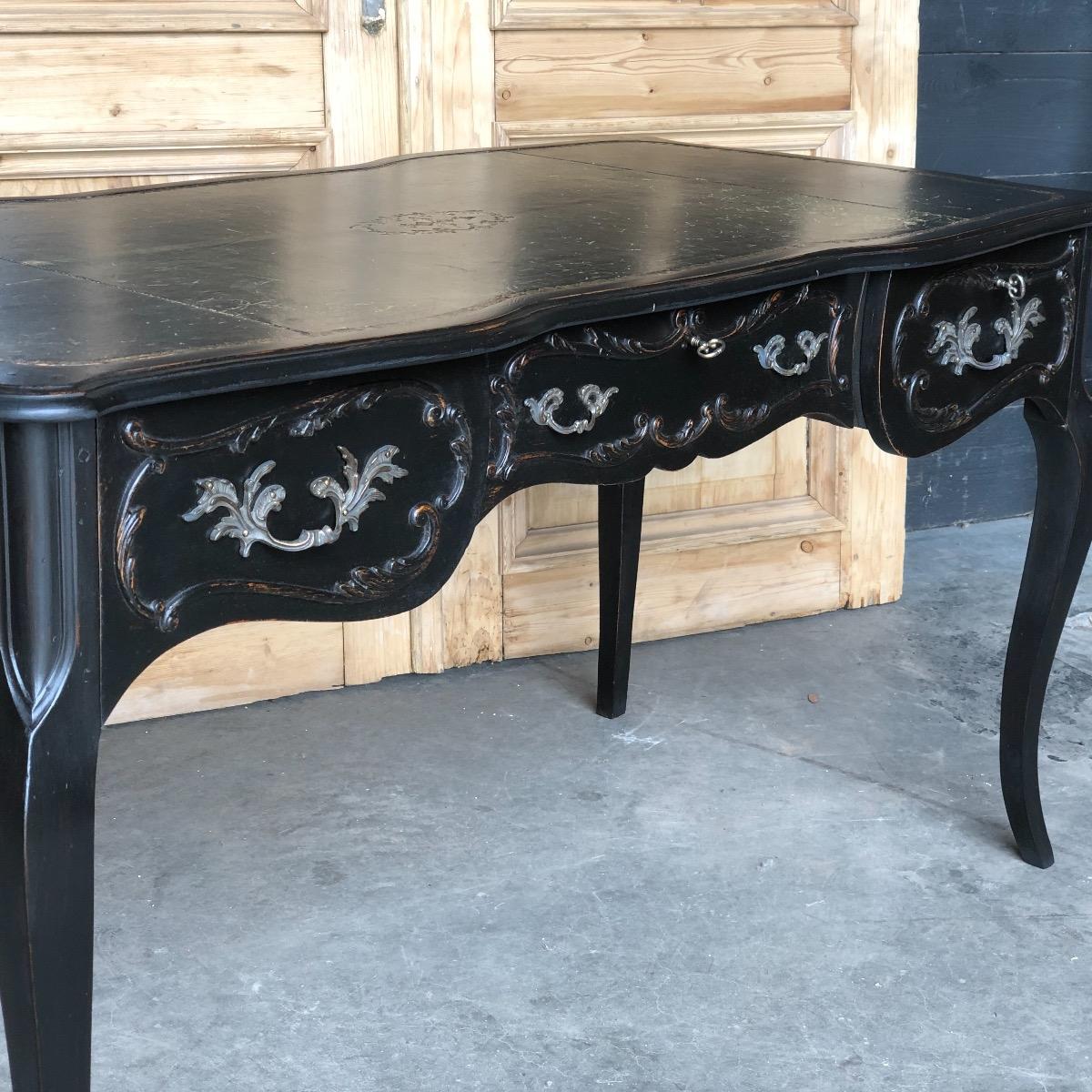 Ebonised desk Louis XV French circa 1940