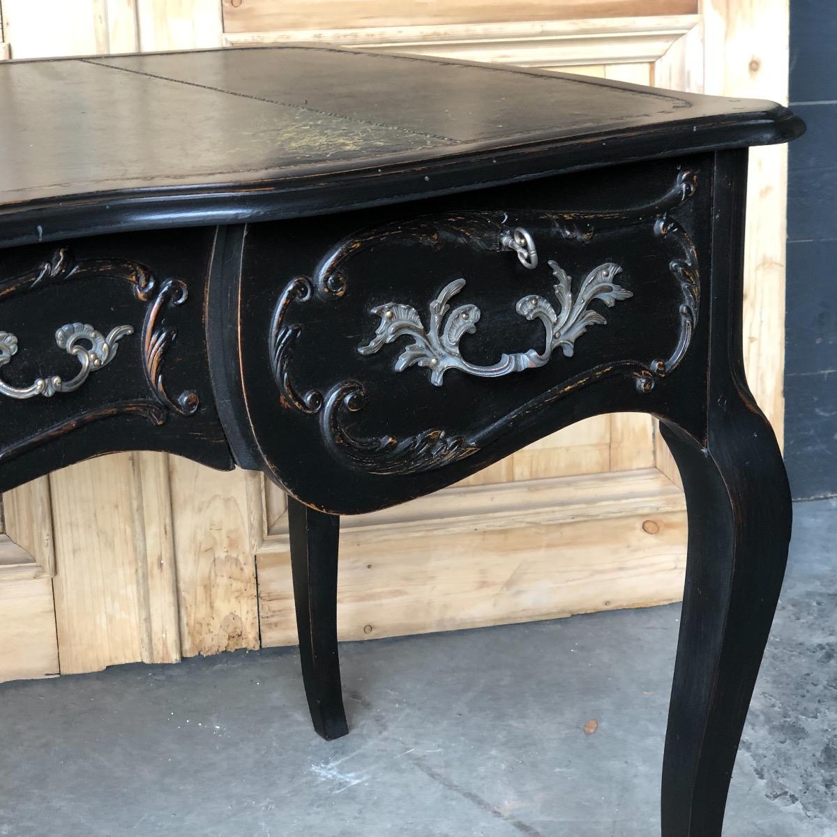 Ebonised desk Louis XV French circa 1940