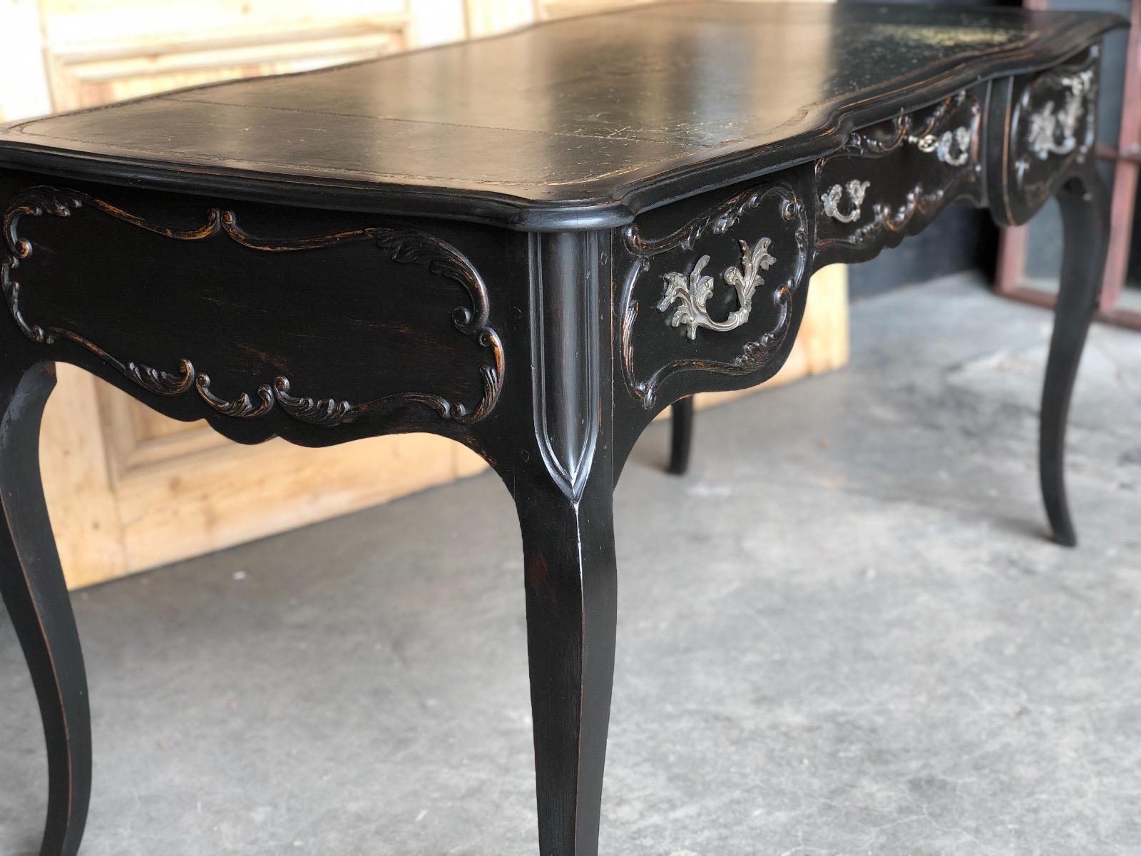 Ebonised desk Louis XV French circa 1940