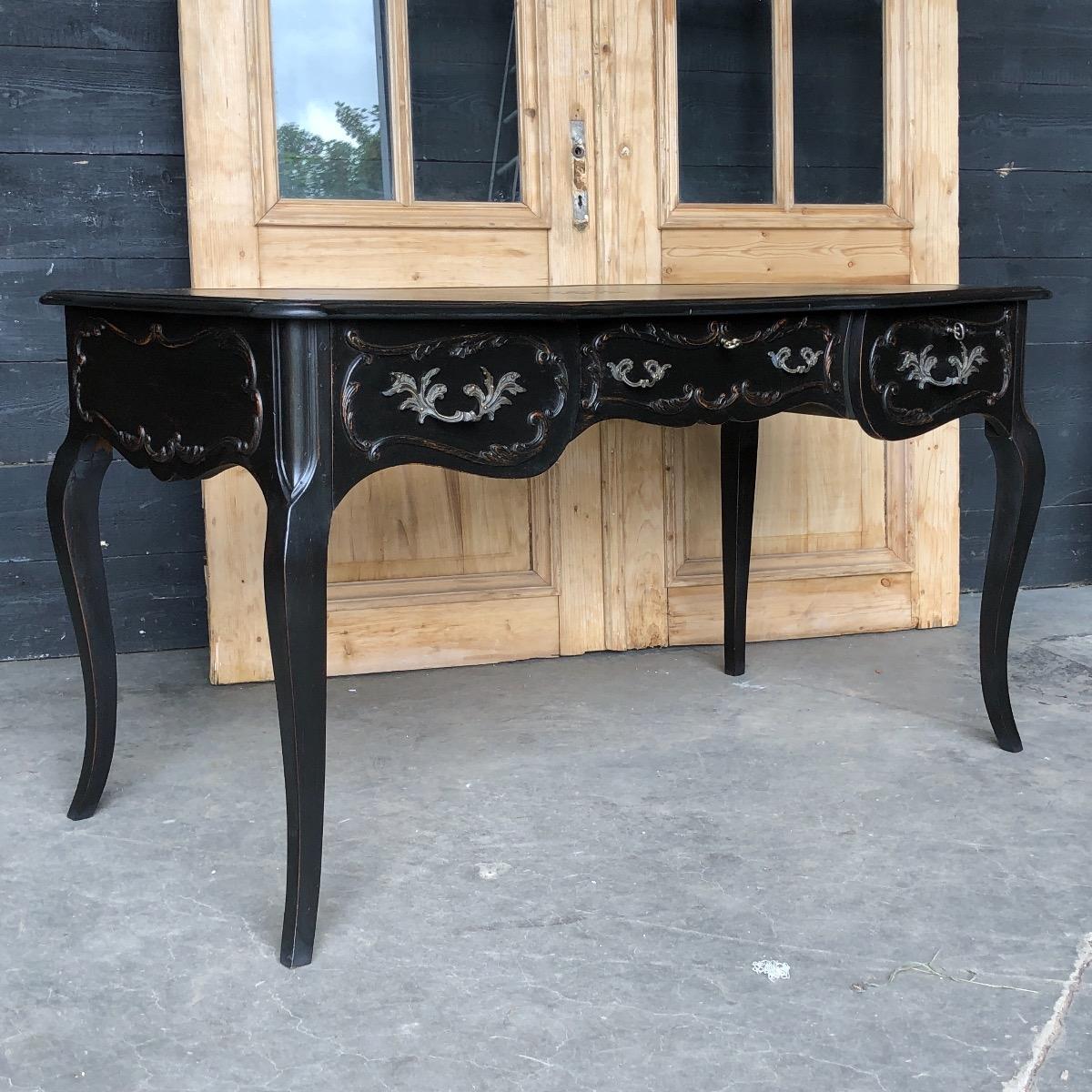 Ebonised desk Louis XV French circa 1940