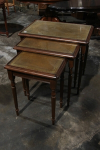 style English leather nest of table, England 1950
