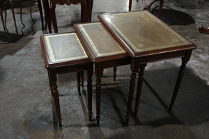 style English leather nest of table, England 1950