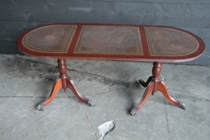 English leather top coffee table