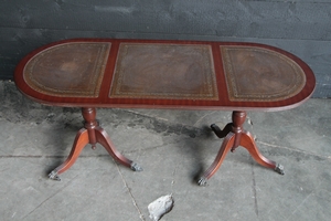 English leather top coffee table