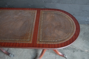 English leather top coffee table