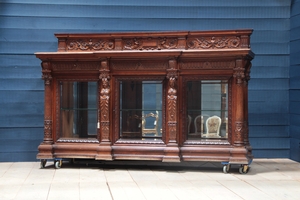 exceptionnal fine carved display cabinet